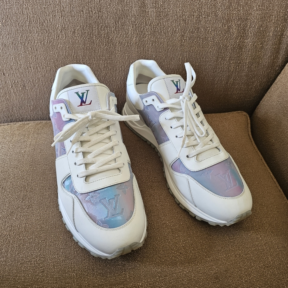 Louis Vuitton White/Iridescent Leather  & PVC Run Away Sneakers UK 9.5/US 10.5 - Picture 3 of 16